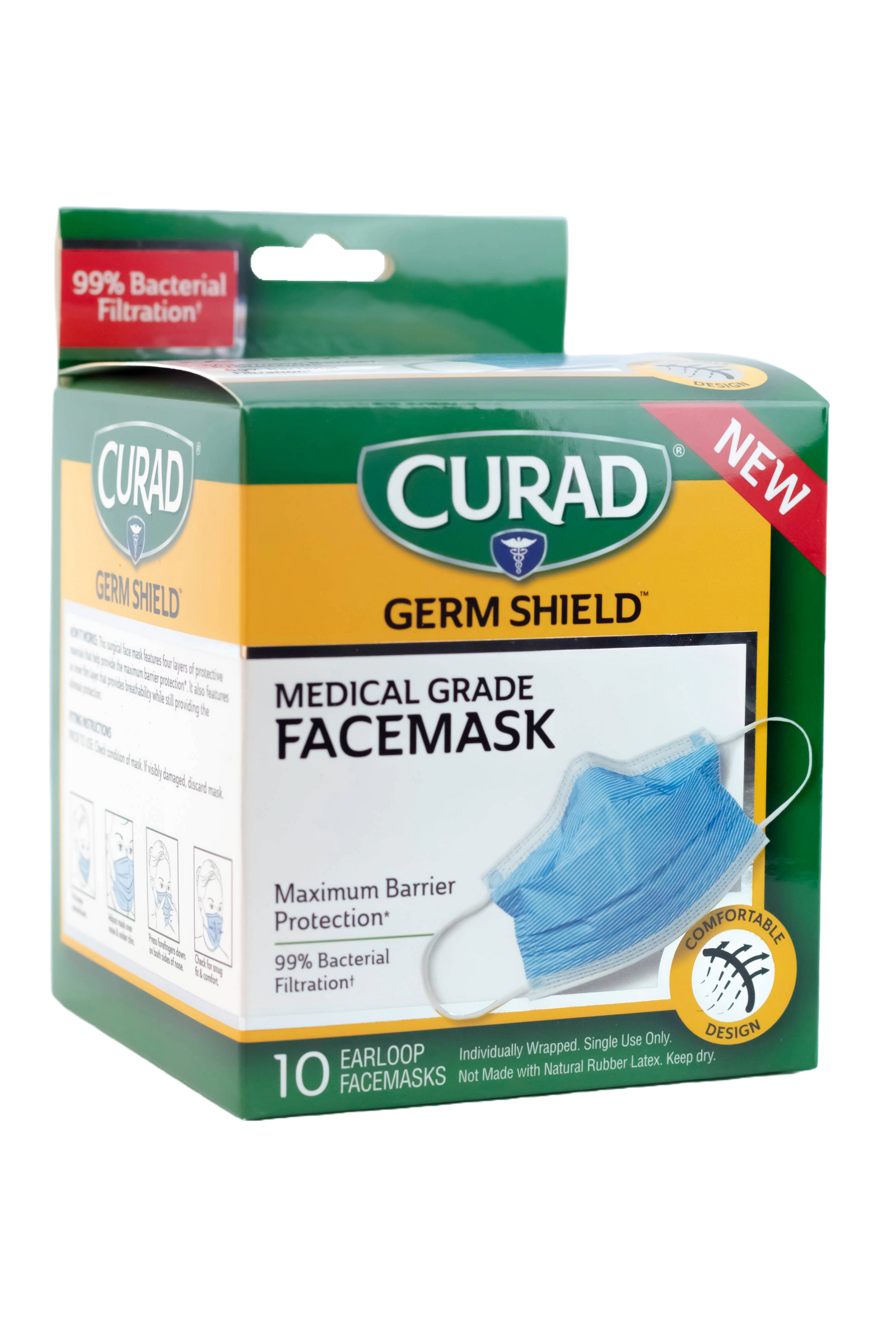 Caja de Máscaras.  Germshield 10 unidades en la caja.  CURAD