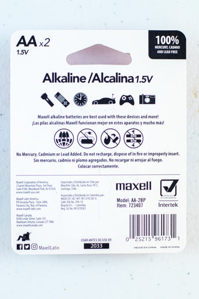 2pk Batería Alcalina AA Maxell