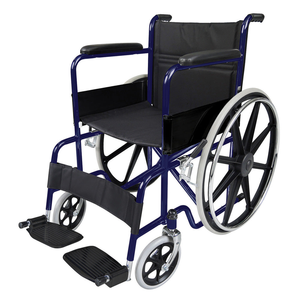 Silla de Ruedas Essential - Marco de Acero. Reposa Brazos y Reposa Pies Fijos - Acero