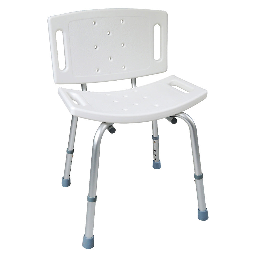 Silla para Ducha con Respaldo - Patas de Aluminio Ajustables
